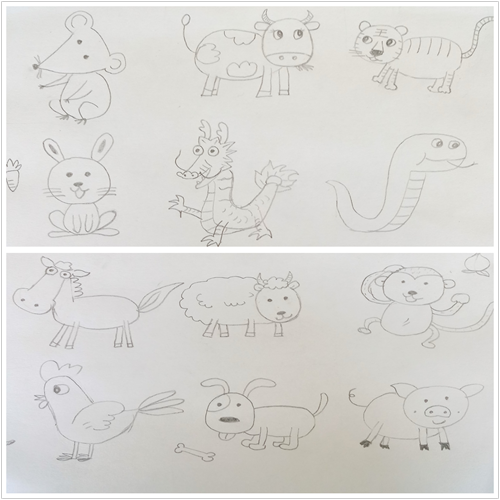 图五:12生肖简笔画